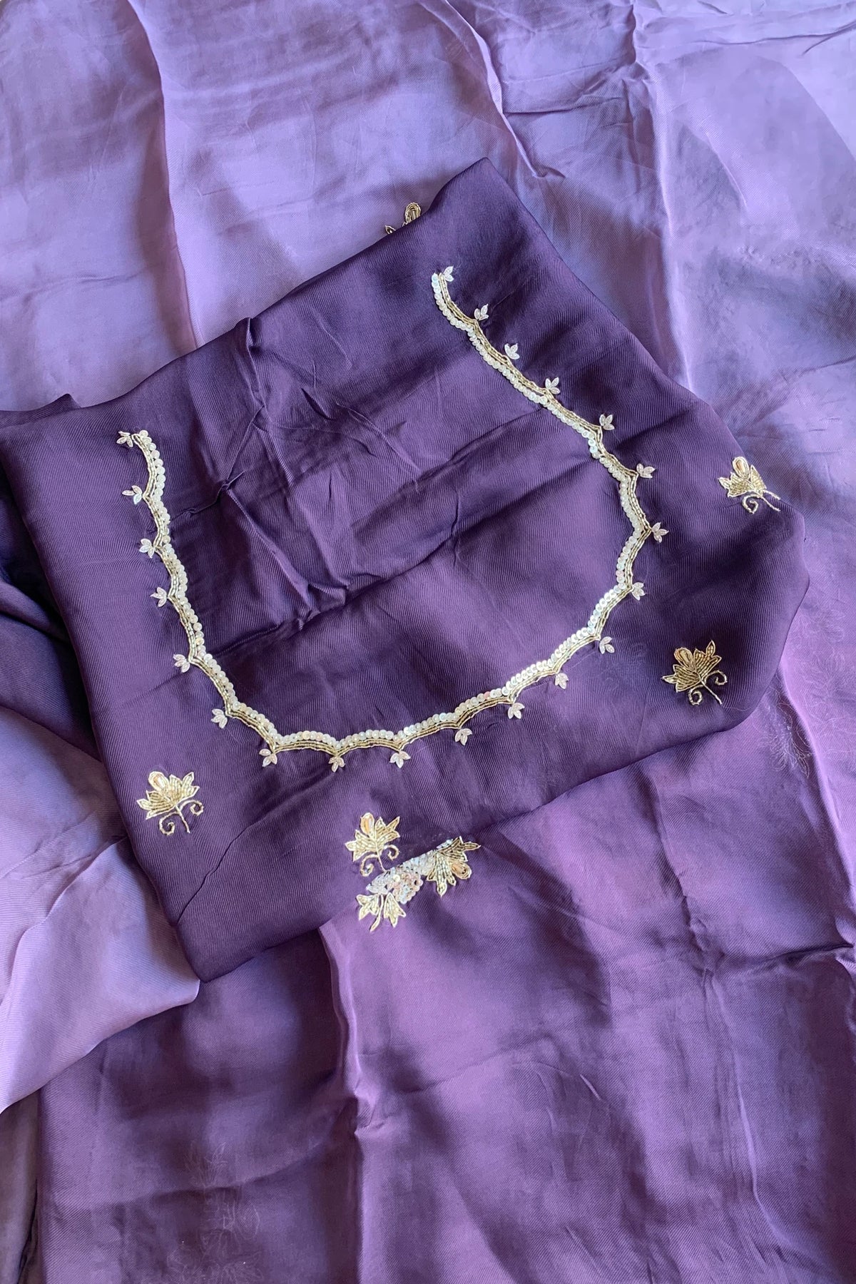 Purple Ombre Embellished Lilly Silk Saree 5850 12