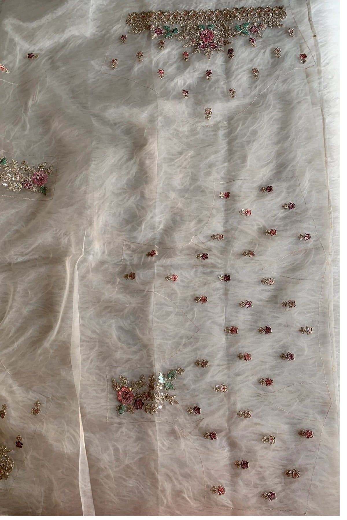 Off White Glass Organza Saree 5777 05