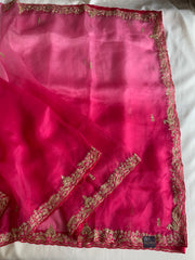 Pink Shaded Pure Organza Saree with Zardozi, Pearl & Cutdana 5921 01 (PRE ORDER)