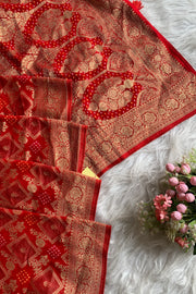 Red Khadi Banarasi Georgette Saree 5588 11