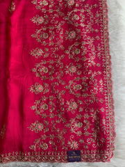 Rani Pink Organza Saree with Heavy Pallu 5895 01