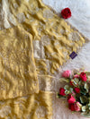 Ivory & Yellow Tissue Saree with Appliqué Work, Pearl & Sequin Scallop Border 5895 05