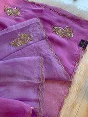 Lavender Shaded Kora Silk Saree with Zardosi & Sequin Work 5919 07