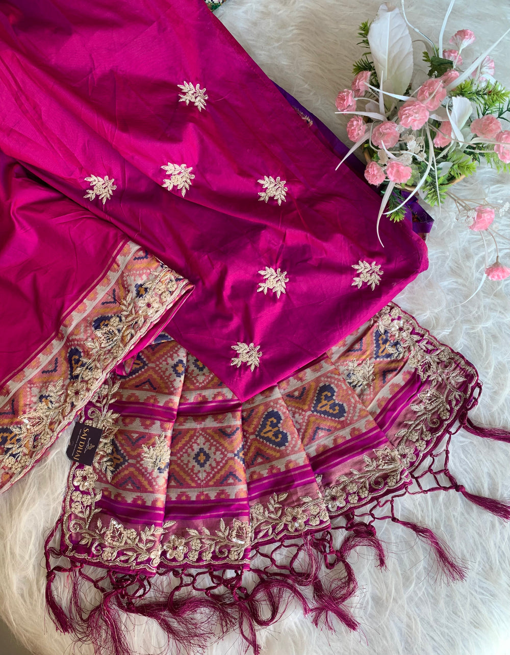 Pink Patola Silk Saree 5882 07