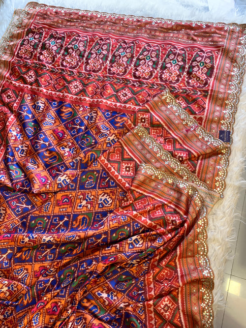 Multicolor Patola Silk Saree with Bird Motifs 5932 01