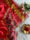 Red & Brown Patola Silk Saree with Animal Motifs  5932 02