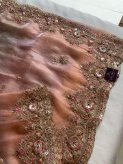 Shaded Organza Saree with Dori, Aari & Stone Work 5923 06
