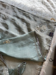 Blue & Grey Shaded Kora Silk Saree 5919 09