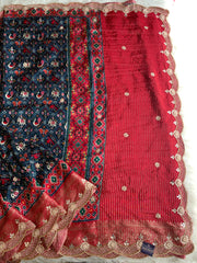 Blue Patola Silk Saree with Red Pallu & Zardosi Work 5888 08