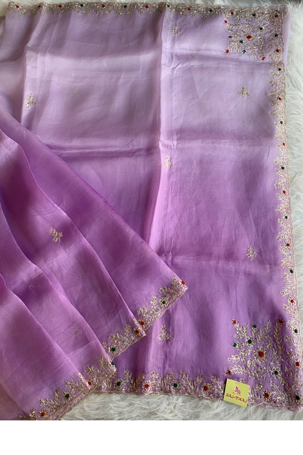Ombre Lilac Kora Organza Saree 5847 01