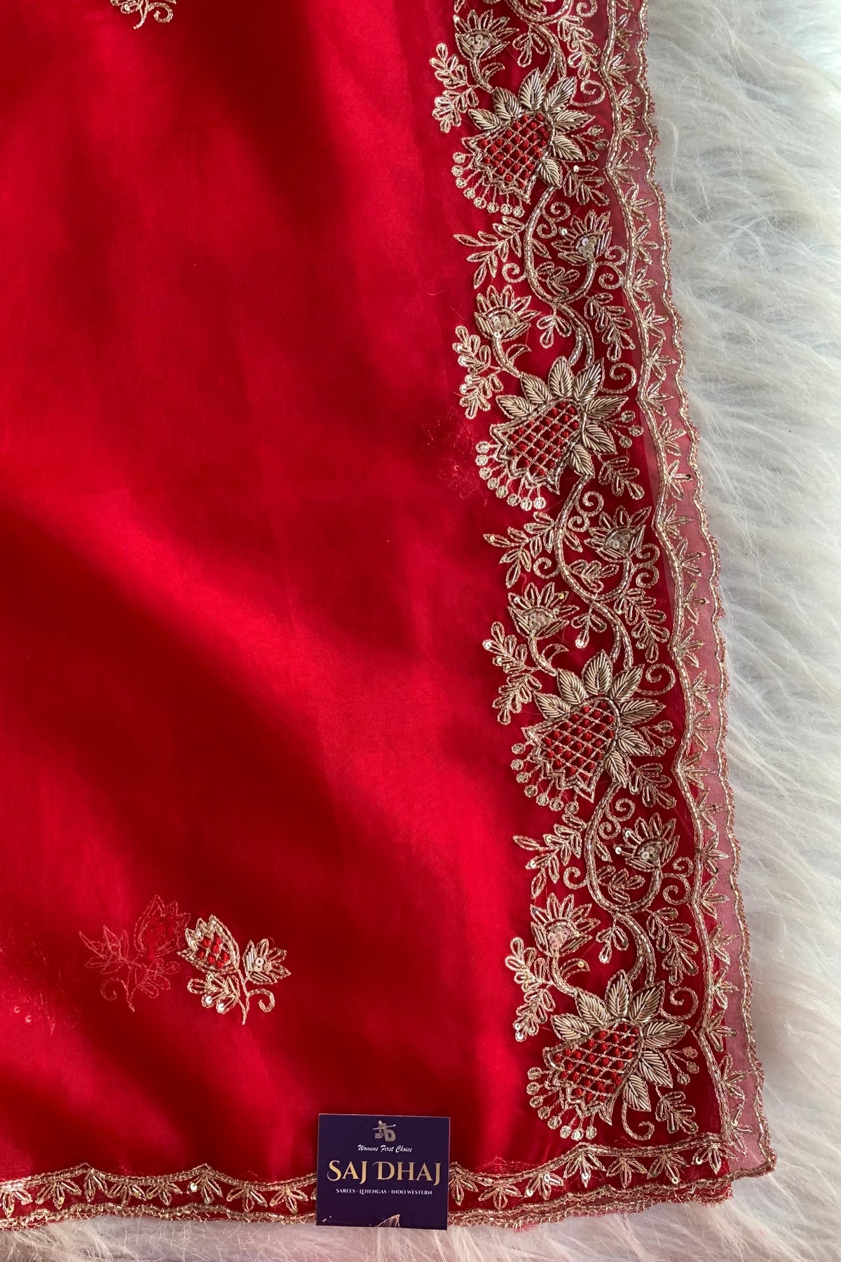 Red Soft Organza Saree 5850 02