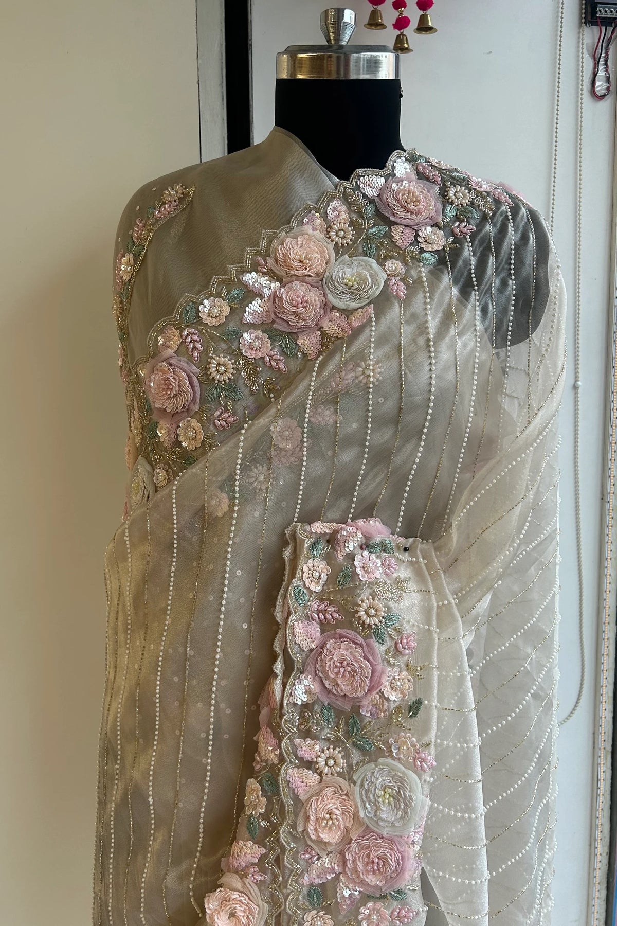 Dreamy Organza Saree with Handcrafted 3D Embellishments
