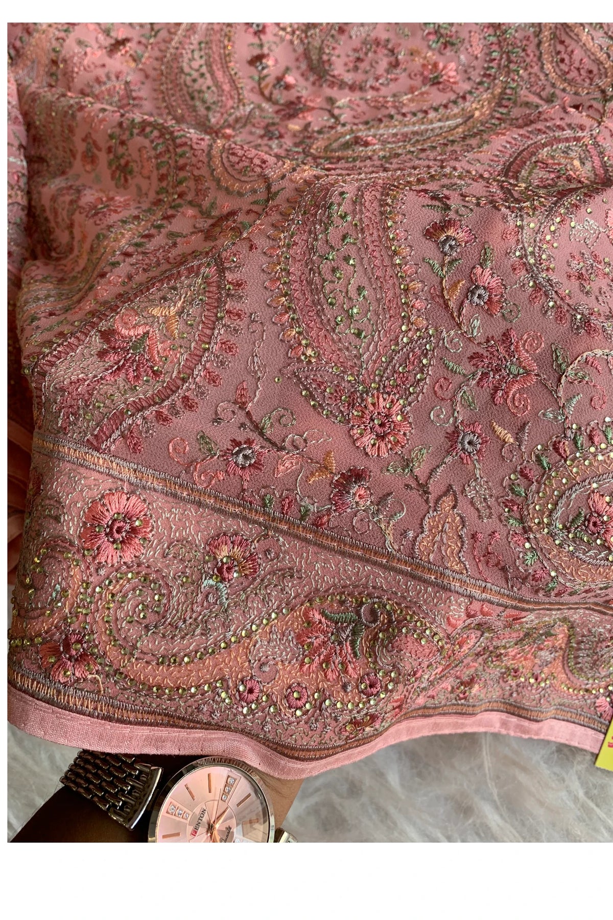 Pastel Pink Chikankari Saree 5758 03