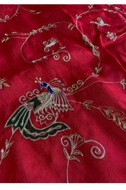 Red Kora Silk Jaal Saree 5831 01 (PRE ORDER)