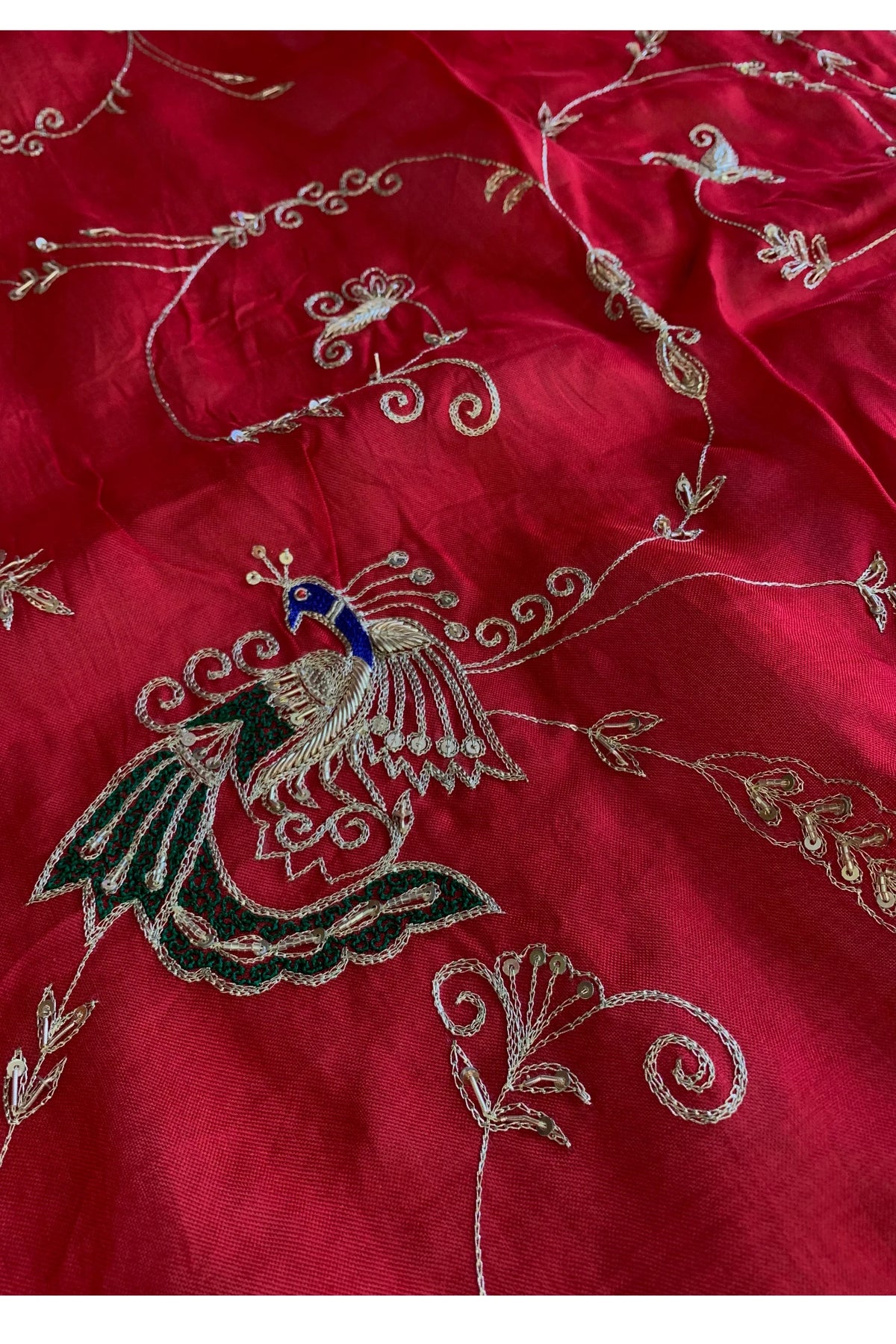 Red Kora Silk Jaal Saree 5831 01