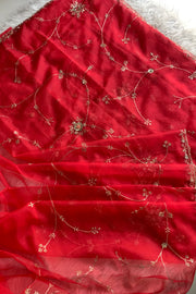 Red Organza Saree 5659 09 (PRE ORDER)