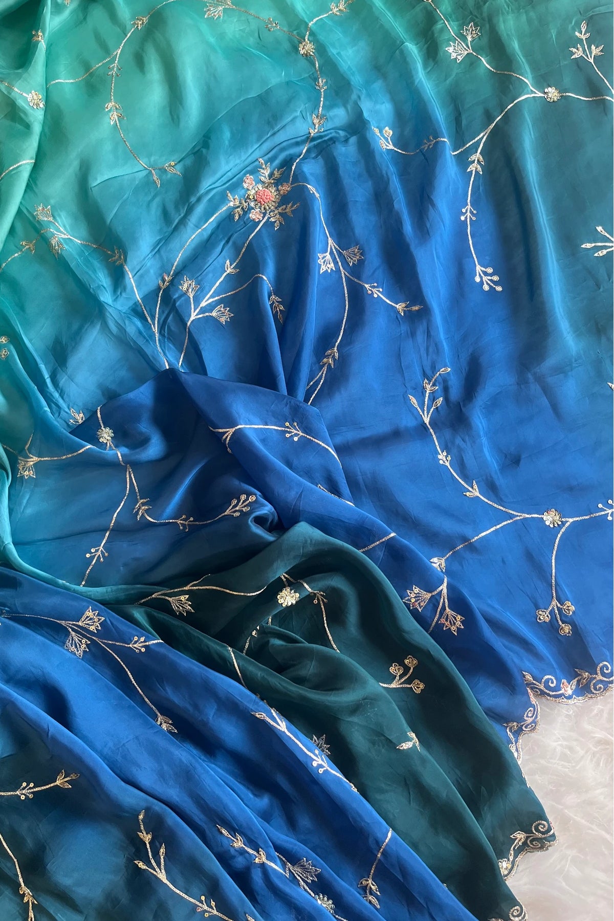 Three-Tone Habutai Silk Saree 5813 01