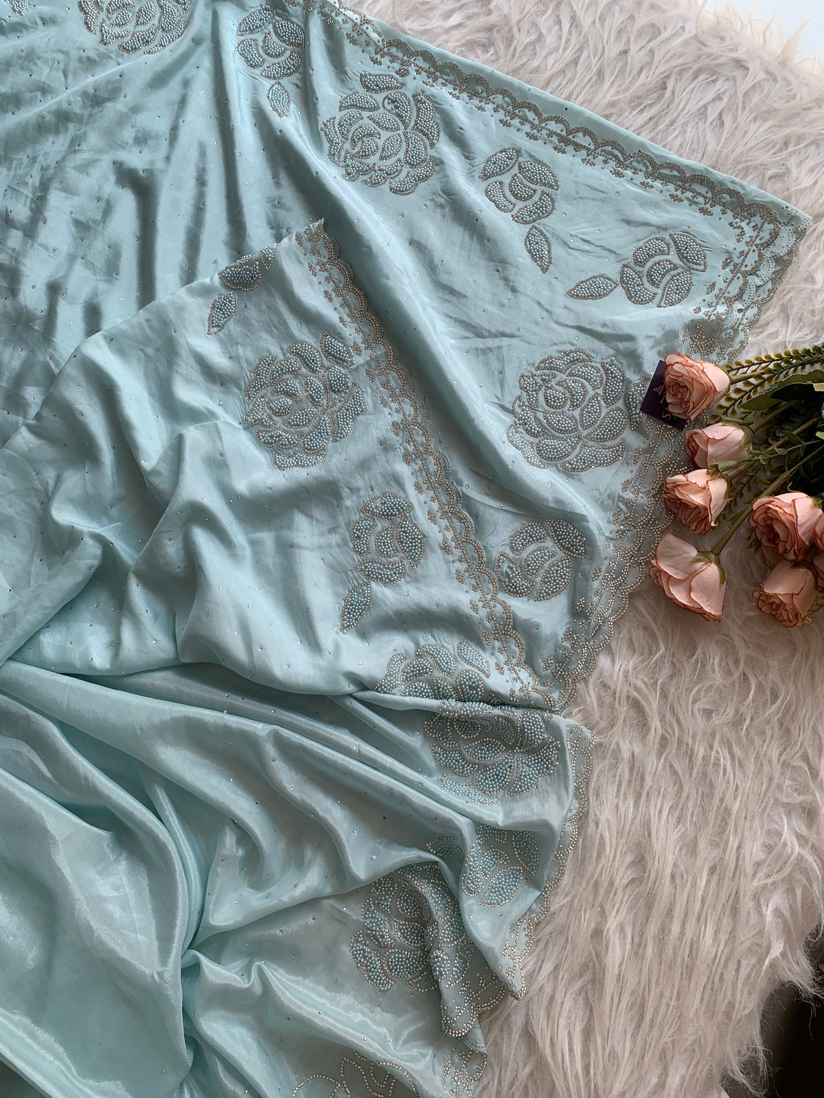Crepe Saree with Pearl & Stone Work 5915 15