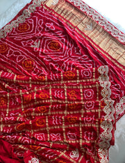 Red Bandhej Gharchola Saree 5885 02