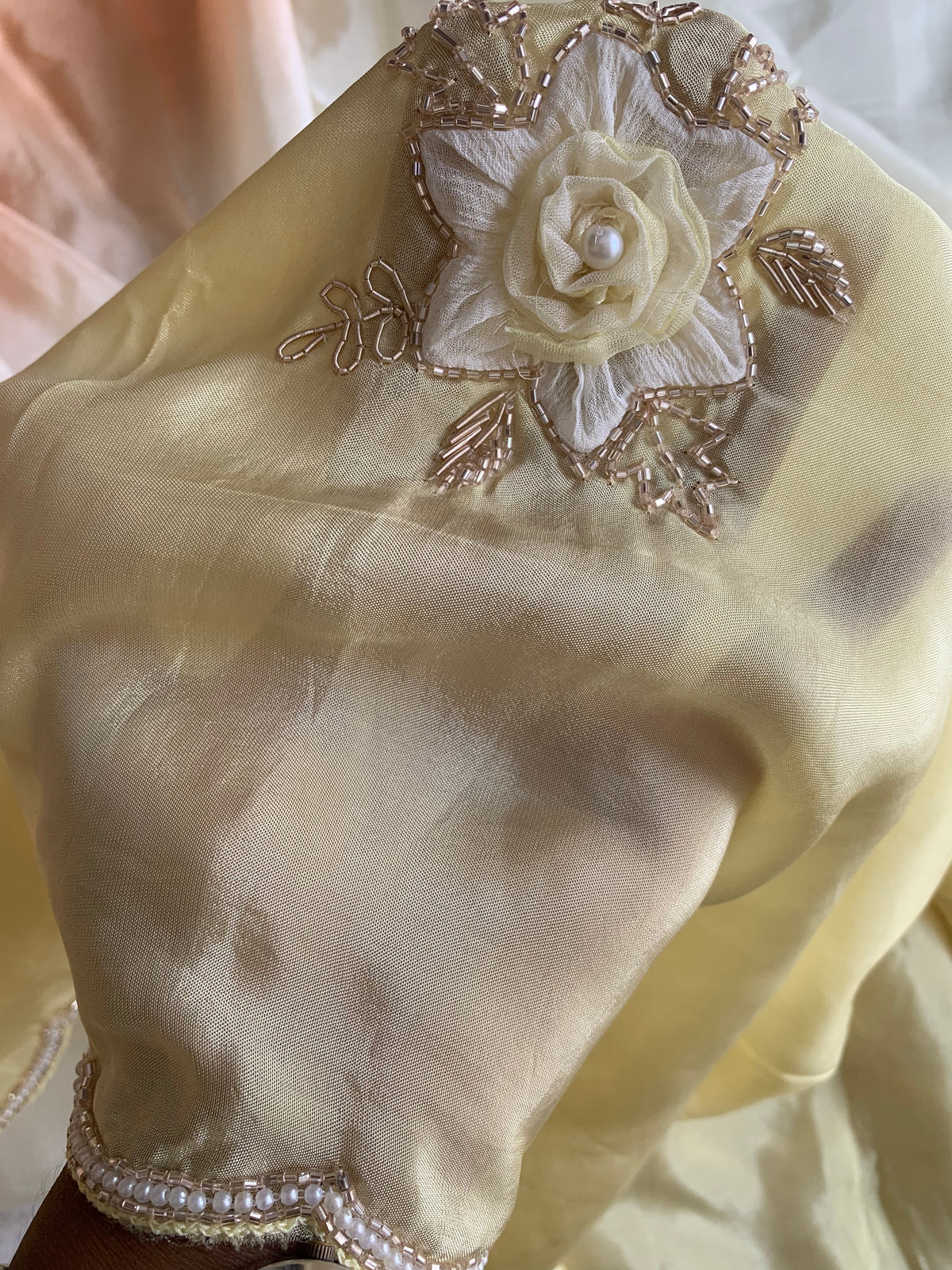 Ombre Habutai Silk Saree with Floral Appliqué, Cutdana & Zardosi Work 5901 06