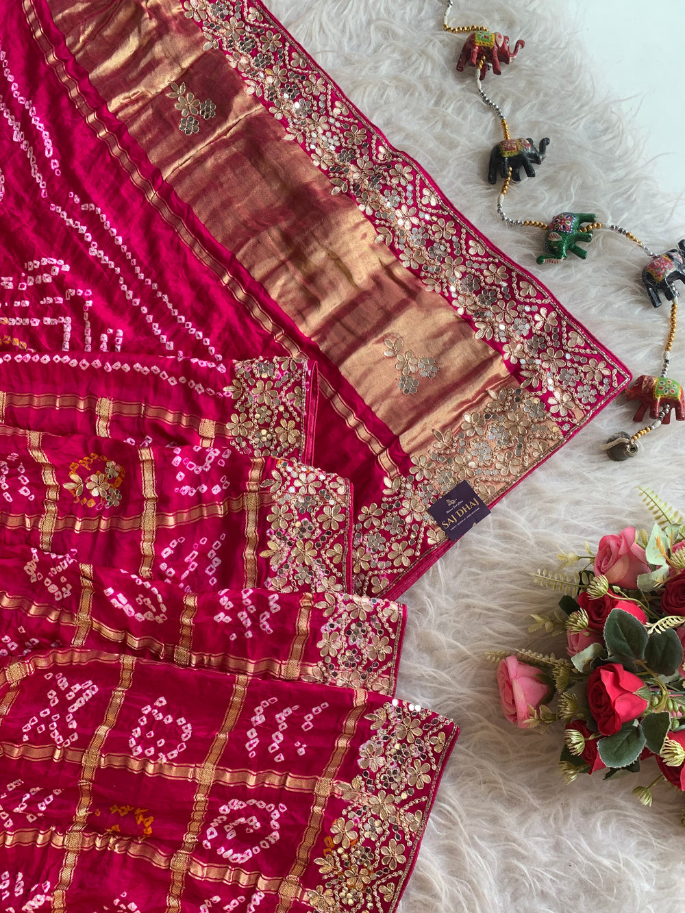 Pink Bandhej Gaji Silk Saree with Gharchola  5885 01