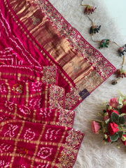 Pink Bandhej Gaji Silk Saree with Gharchola  5885 01