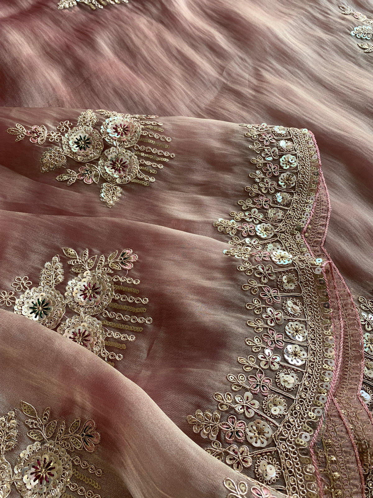 Organza Saree with Dori, Sequin, Pearl & Thread 5918 01