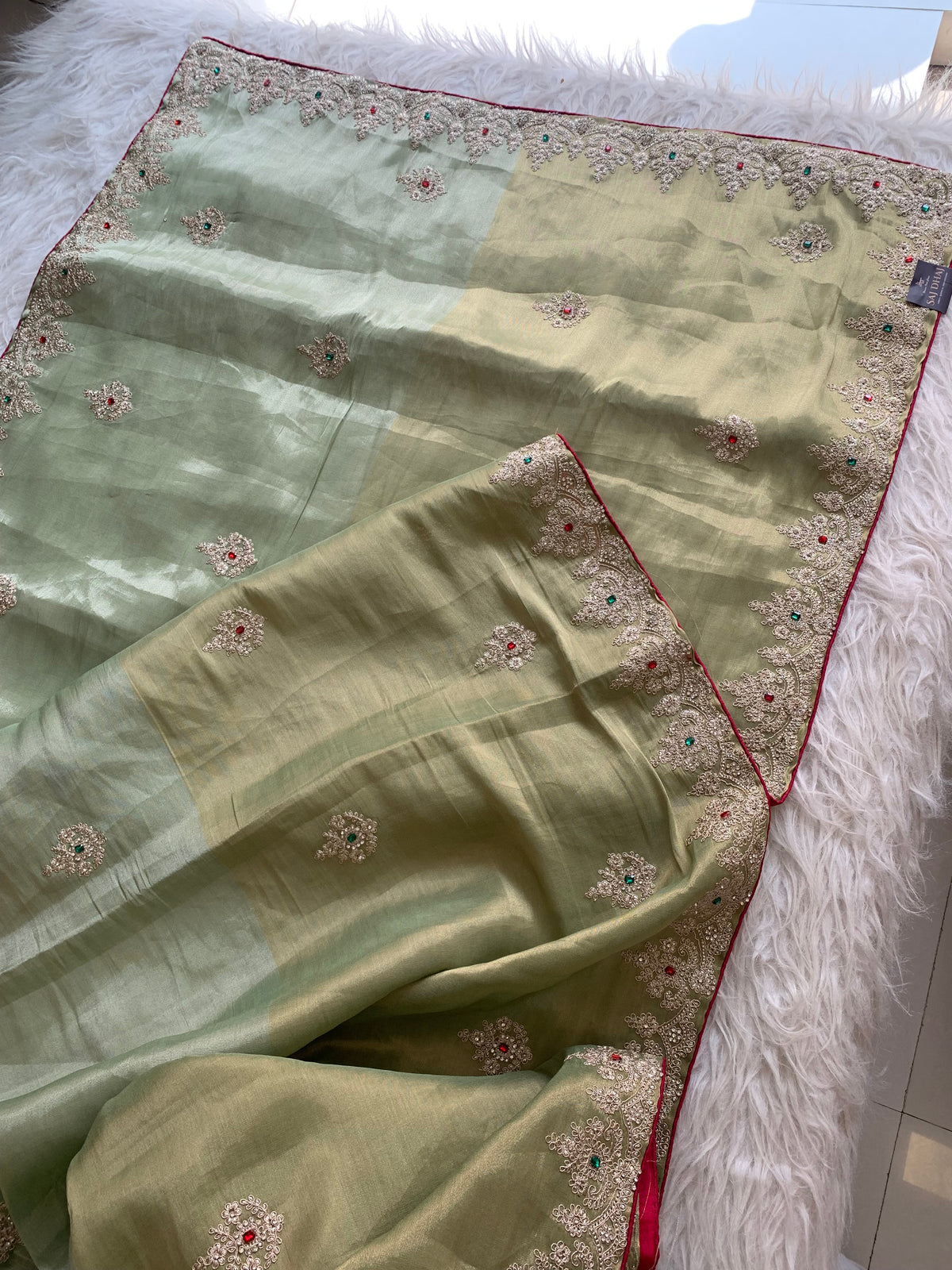 Kanchi Tissue Saree with Jewel, Dori & Stone Work 5884 03
