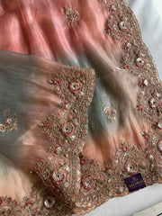 Shaded Organza Saree with Dori, Aari & Stone Work 5923 06