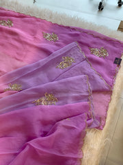 Lavender Shaded Kora Silk Saree with Zardosi & Sequin Work 5919 07