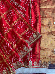 Red Bandhej Gaji Silk Saree with Gharchola 5885 04