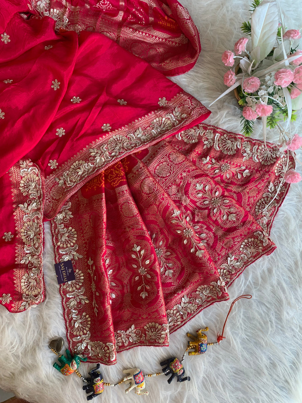 Red Banarasi Gharchola Saree 5888 02