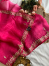 Pink Shaded Pure Organza Saree with Zardozi, Pearl & Cutdana 5921 01 (PRE ORDER)