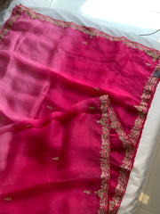 Pink Shaded Pure Organza Saree with Zardozi, Pearl & Cutdana 5921 01 (PRE ORDER)