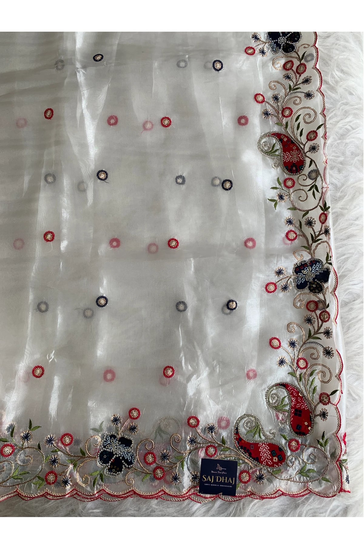 White Glass Tissue Saree 5786 10