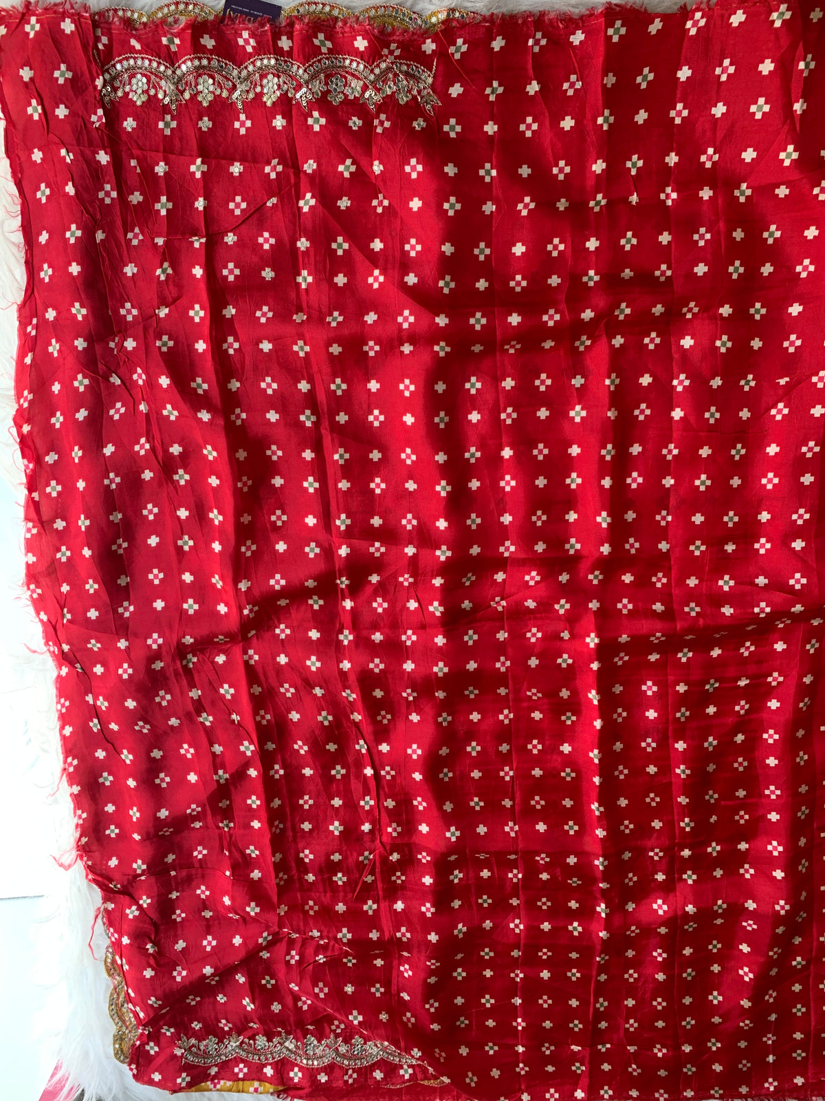 Red & Yellow Patola Modal Silk Saree with Elephant Motifs 5891 04