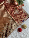 Maroon Tissue Saree with Gold Weaving & Zardosi Work 5895 09 (PRE ORDER)