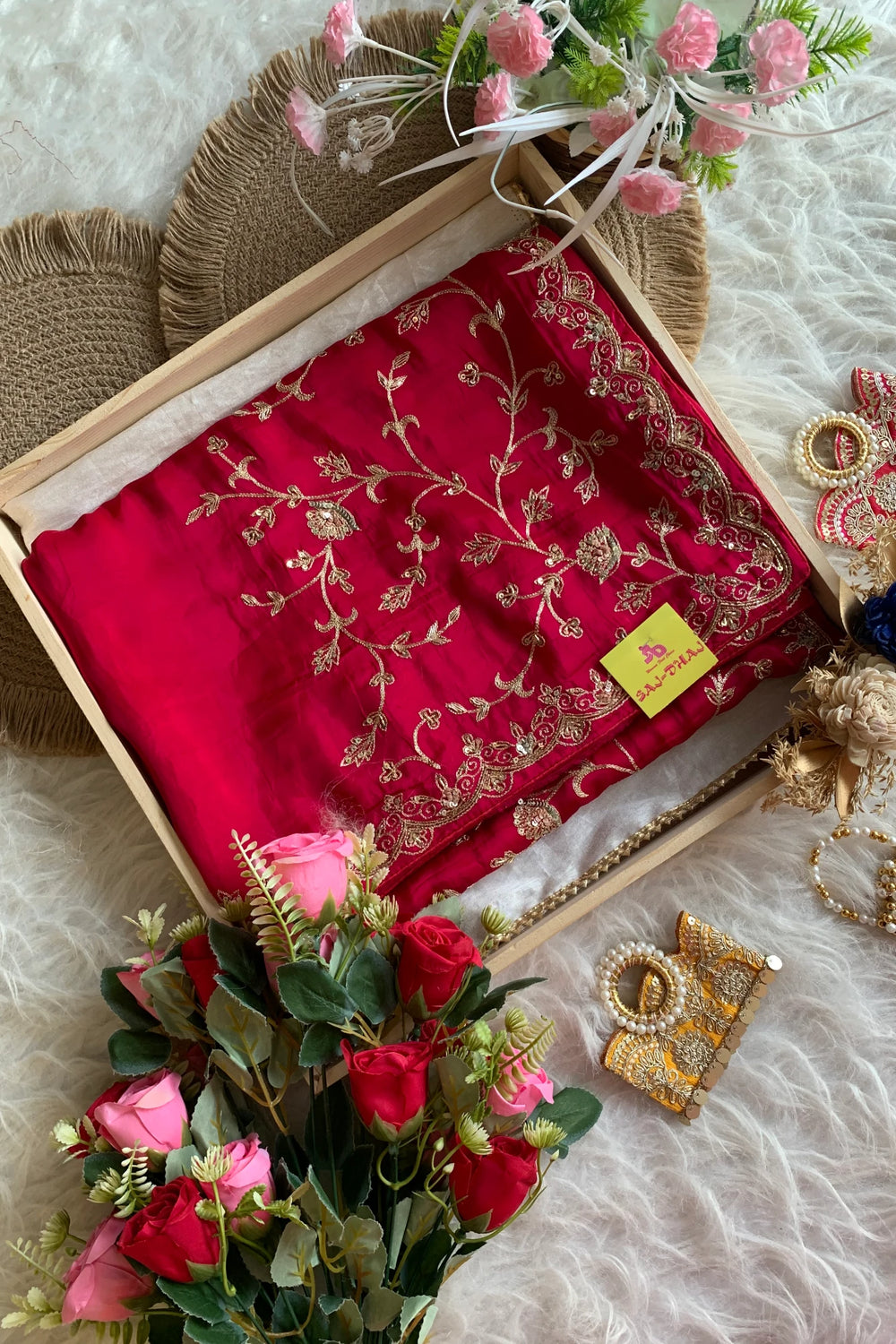 Rani Pink Habutai Silk Saree 5750 03
