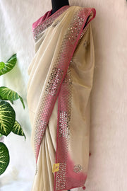 Shaded Border Saree with Mirror Work 5077-06