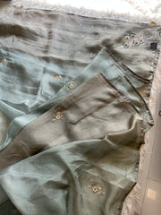 Blue & Grey Shaded Kora Silk Saree 5919 09
