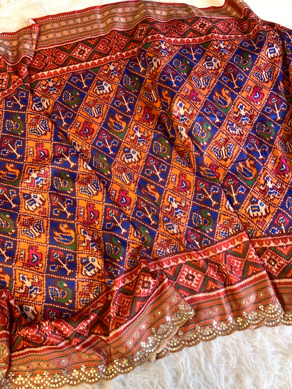 Multicolor Patola Silk Saree with Bird Motifs 5932 01