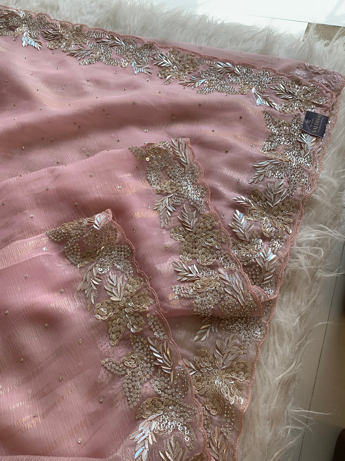 Designer Crush Organza Saree with Imported Sequin 5937 01