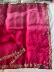 Pink Shaded Pure Organza Saree with Zardozi, Pearl & Cutdana 5921 01 (PRE ORDER)