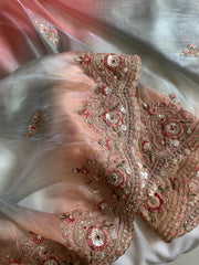 Shaded Organza Saree with Dori, Aari & Stone Work 5923 06