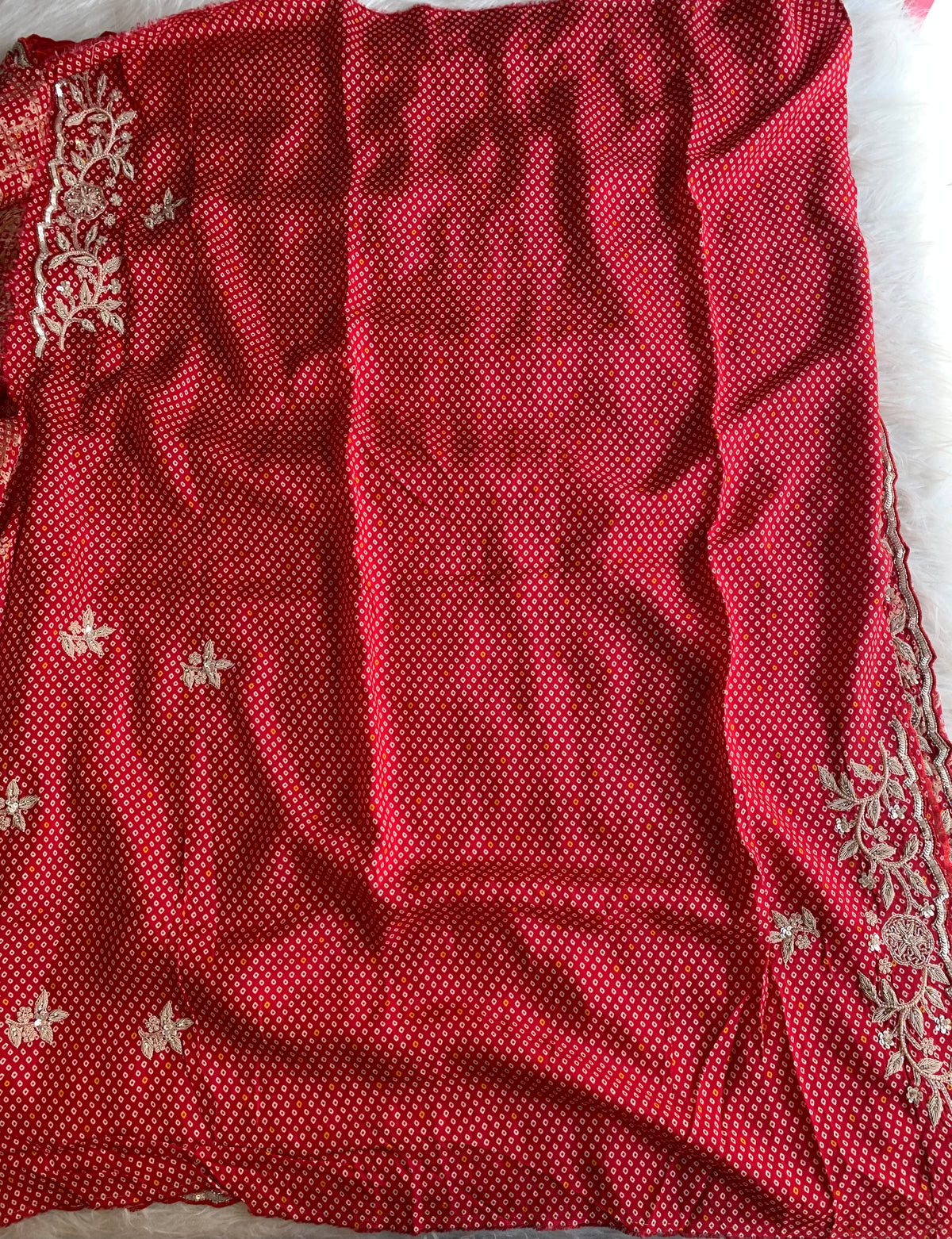 Red Banarasi Saree with Zardozi, Pearl & Sequin 5882 06