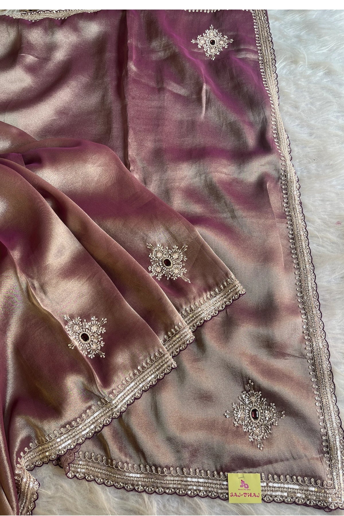 Tissue Silk Saree with Sequin, Cutdana, Pearls, Zardosi Work 5360 08
