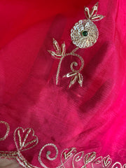 Kora Silk Saree with Aari, Zardosi & Sequin Work 5919 04
