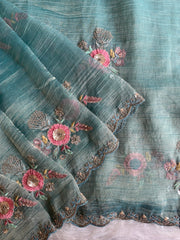 Crush Tissue Saree with Sequin, Cutdana & Floral Work 5918 04