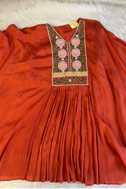 Rust Orange Kaftan with Thread & Zardosi Work – Sharara Set 5384 03