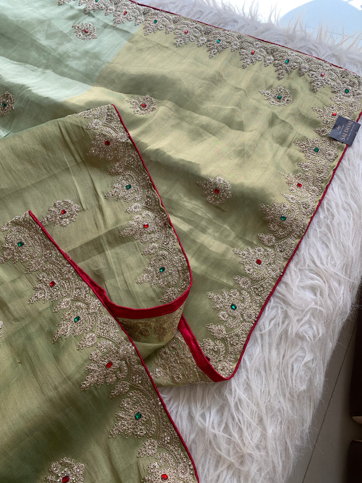 Kanchi Tissue Saree with Jewel, Dori & Stone Work 5884 03